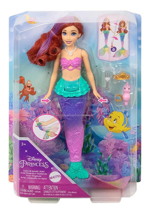 Mattel Κούκλα Άριελ Swim & Splash Μαγική Γοργόνα (HPD43)