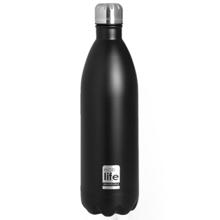 Ecolife Thermos Μπουκάλι Θερμός Ανοξείδωτο BPA Free Black 1lt