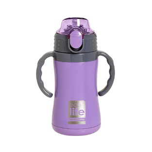 Ecolife Ανοξείδωτο Παγούρι με Καλαμάκι Kids Thermos σε Μωβ χρώμα 300ml (33-BO-2993)