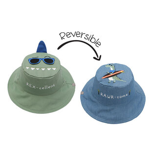 Flapjackkids Καπέλο Διπλής Όψης UPF 50+ Dino/Surf (Cotton)