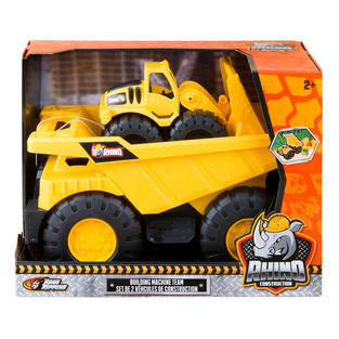 RHINO CONSTRUCTION Mega Building Machine Team – 15”/38cm Dump Truck with 10”/25cm Wheel Loader