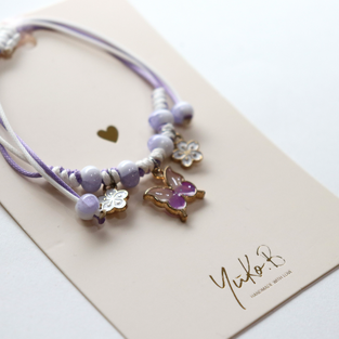 YUKO.B: Βραχιόλι με ρυθμιζόμενο κορδόνι Butterfly Purple