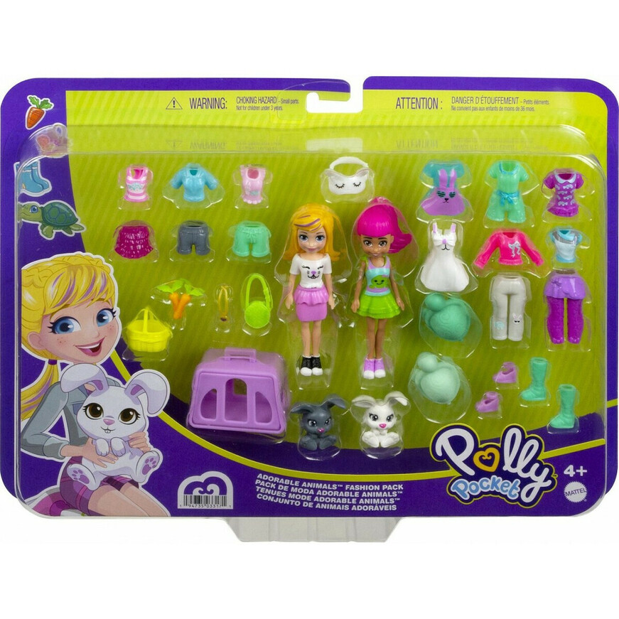 Mattel Παιχνίδι Μινιατούρα Polly Pocket με Ρούχα Αθλητικά & Αξεσουάρ Adorable Animals (GGJ48/HDW53)